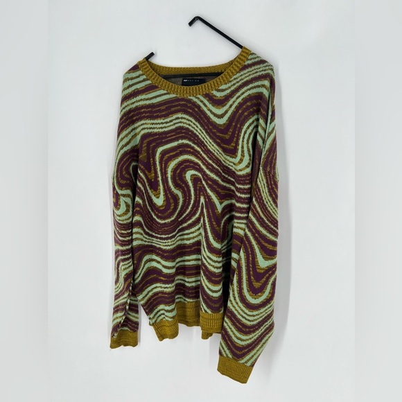 Asos Design Knit Long Sleeve Retro Sweater In Space Dye Swirly - Picture 3 of 7